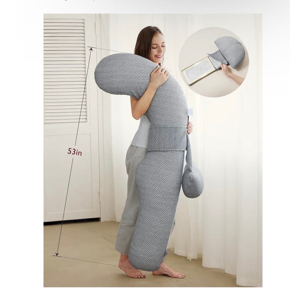 Momcozy Pregnancy Pillow, Original F Shaped Maternity Pillow for Pregnant Women - Picture 7 of 8